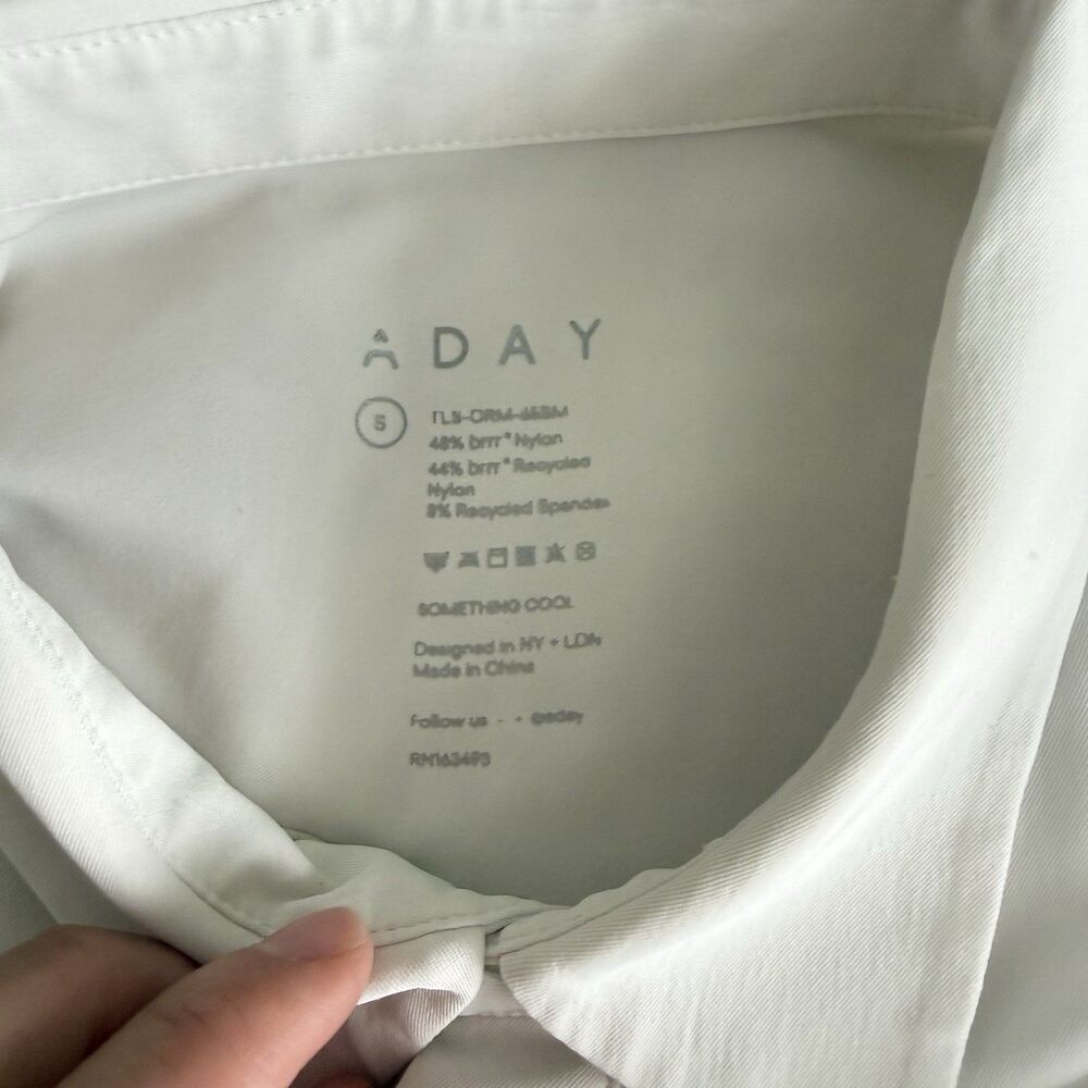 ADAY Women’s Size S Something Cool Blouse Ivory Snap Button Oversized Fit - Picture 5 of 10